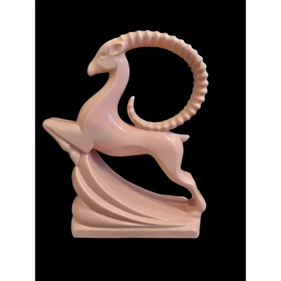 Vintage Pink Ceramic Gazelle Antelope Figurine Statue Mid Century Modern‎ Decor - Picture 5 of 9